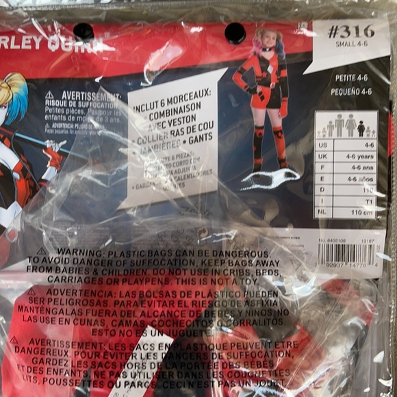 Harley Quinn Black/Red Children’s Costume! New! - Picture 4 of 10